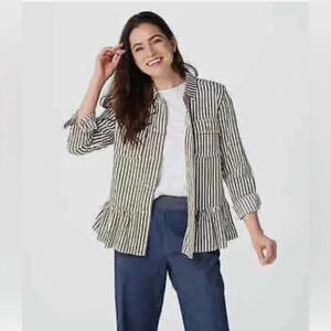 Lightweight olive striped denim like jacket X-small NWOT